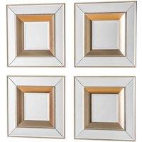 Crossland Grove Churchill Square Set Of 4 Scatter Mirrors - 360 x 360mm, Gold