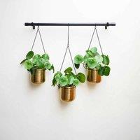 Ivyline Linear Hanging Planters In Black And Gold - 81Cm, Multi