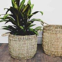 Ivyline Seagrass Lined Basket Natural - Set Of 2, Multi