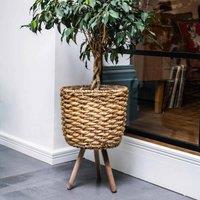 Ivyline Water Hyacinth Lined Basket On Legs - H45Cm D30Cm, Brown