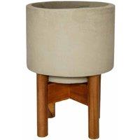 Ivyline Vigo Concrete Grey Planter With Stand - 28Cm, Grey
