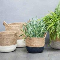 Ivyline Geilo Jute Navy Lined Basket - H20Cm D23Cm, Blue