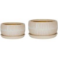 Ivyline White Round Bonsai Planter Set Of 2, White