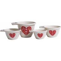 Premier Housewares Interiors by PH Set of 4 Heart Measuring Cups - Dolomite, Red