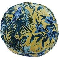 Paoletti Amazon Jungle Round Polyester Filled Cushion Cotton Teal, Green