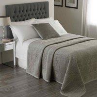 Paoletti Brooklands Velvet King Bedspread Viscose Cotton Silver, Silver