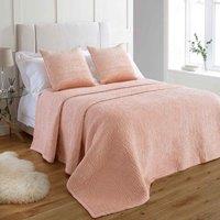 Paoletti Brooklands Velvet Super King Bedspread Viscose Cotton Blush, Pink