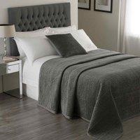 Paoletti Brooklands Velvet Super King Bedspread Viscose Cotton Graphite, Grey