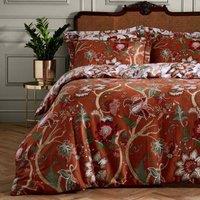 Paoletti Botanist Double Duvet Cover Set Cotton Russet, Orange