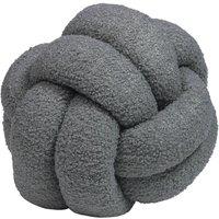 Furn. Boucle Knot Polyester Filled Cushion Polyester Charcoal, Grey
