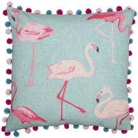 Paoletti Flamingo Polyester Filled Cushion Polyester Duck Egg, Blue
