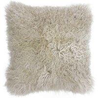 Paoletti Mongolian Polyester Filled Cushion Wool Oatmeal, Cream