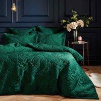 Paoletti Palmeria Quilted Double Duvet Cover Set - Emerald, Green