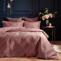 Paoletti Palmeria Quilted King Duvet Cover Set Polyester Blush, Pink