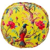 Paoletti Paradise Round Polyester Filled Cushion Cotton Acacia, Yellow