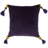 Paoletti Poonam Polyester Filled Cushion Cotton Damson/Lemon Curry, Grey