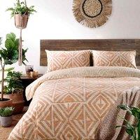 Furn. Tanza Super King Duvet Cover Set Cotton Polyester Terracotta, Orange