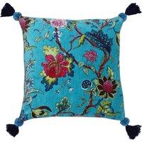 Paoletti Tree Of Life Polyester Filled Cushion Cotton Kingfisher, Blue