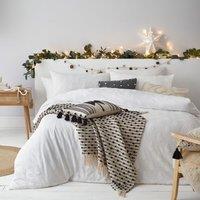 The Linen Yard Tufted Tree Double Duvet Cover Set Cotton Snow, Cream