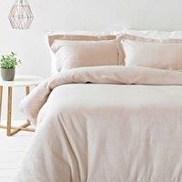 The Linen Yard Waffle Super King Duvet Cover Set Cotton Blush, Pink