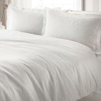 The Linen Yard Waffle Super King Duvet Cover Set - White, White