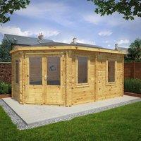 Mercia 5m x 3m 44mm Wall Corner Lodge Grande, Brown