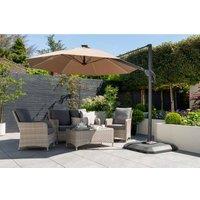 Garden Must Haves Norfolk Collection One Box Parasol 3m Round Led Cantilever With Water Filled Base - Grey, Grey