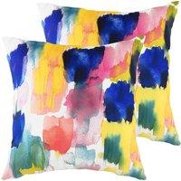 Evans Lichfield Aquarelle Brushstrokes Twin Pack Polyester Filled Cushions Multi, Multi
