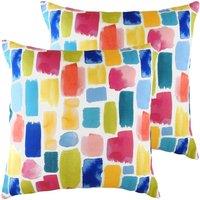 Evans Lichfield Aquarelle Dash Twin Pack Polyester Filled Cushions Multi, Multi