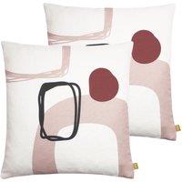 Furn. Aida Geometric Sustainable Twin Pack Polyester Filled Cushions Blush, Pink