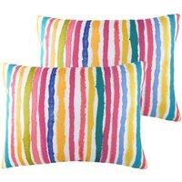 Evans Lichfield Aquarelle Stripe Twin Pack Polyester Filled Cushions Multi, Multi