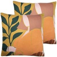 Furn. Alma Botanical Twin Pack Polyester Filled Cushions Multi