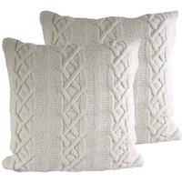 Paoletti Aran Twin Pack Polyester Filled Cushions Cream, Cream