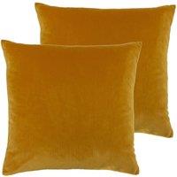 Furn. Aurora Twin Pack Polyester Filled Cushions Ochre, Yellow