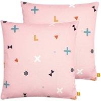 Furn. Bitsa Twin Pack Polyester Filled Cushions Blush, Pink
