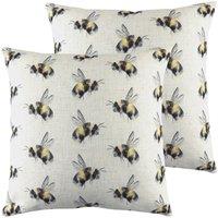 Evans Lichfield Bee You Repeat Twin Pack Polyester Filled Cushions White, White