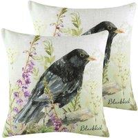 Evans Lichfield Blackbird Twin Pack Polyester Filled Cushions Multi, Multi