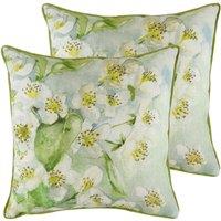 Evans Lichfield Blossoms Pear Twin Pack Polyester Filled Cushions Green, Green