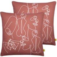 Furn. Body Art Twin Pack Polyester Filled Cushions Clay Red, Red