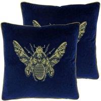 Paoletti Cerana Twin Pack Polyester Filled Cushions Royal Blue, Blue