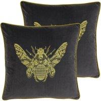 Paoletti Cerana Twin Pack Polyester Filled Cushions Charcoal, Grey