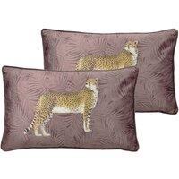 Paoletti Cheetah Forest Twin Pack Polyester Filled Cushions Blush, Pink