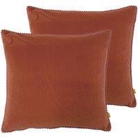 Furn. Cosmo Twin Pack Polyester Filled Cushions Brick 45 x 45cm, Orange