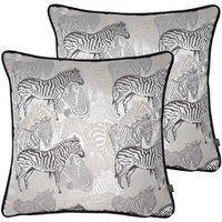 Prestigious Textiles Damara Twin Pack Polyester Filled Cushions Dusk, Grey