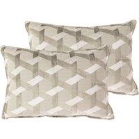 Paoletti Delano Twin Pack Polyester Filled Cushions Ivory/Taupe, Cream