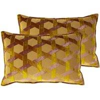 Paoletti Delano Twin Pack Polyester Filled Cushions Ochre/Blush, Yellow