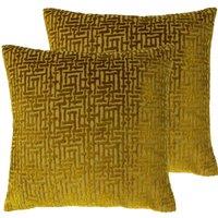 Paoletti Delphi Twin Pack Polyester Filled Cushions Gold, Gold