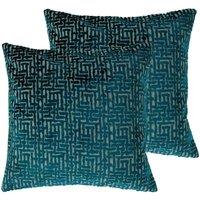 Paoletti Delphi Twin Pack Polyester Filled Cushions Teal, Green