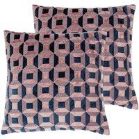 Paoletti Empire Twin Pack Polyester Filled Cushions Blush/Navy, Pink