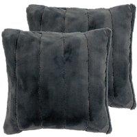 Paoletti Empress Twin Pack Polyester Filled Cushions Charcoal 45 x 45cm, Grey